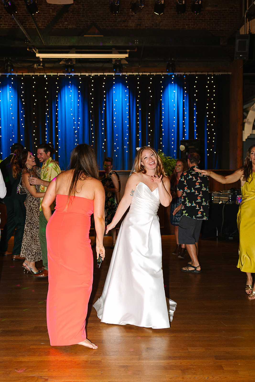 bride dances at wedding reception